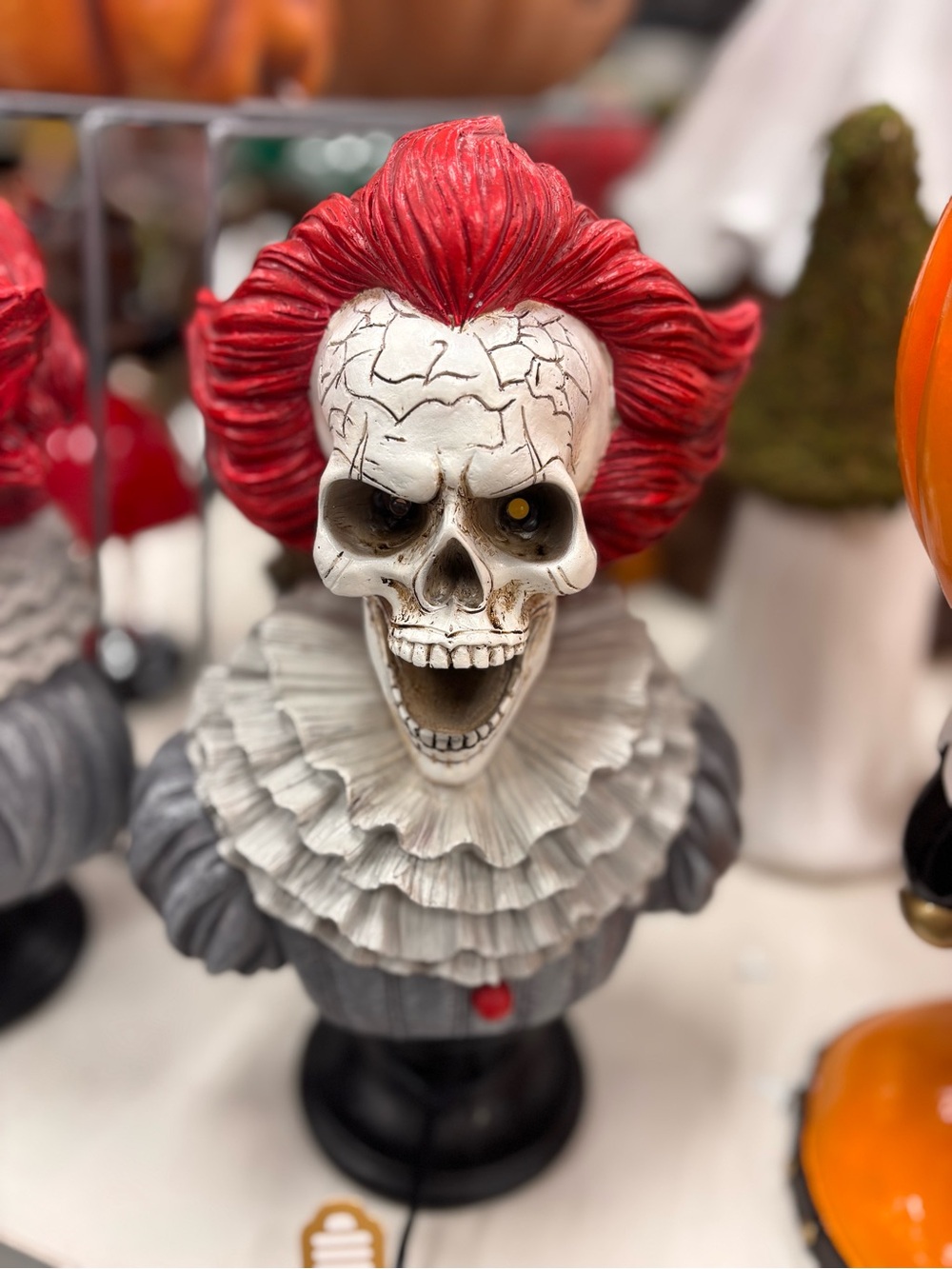 Horror Skull Clown Bust with Red Hair